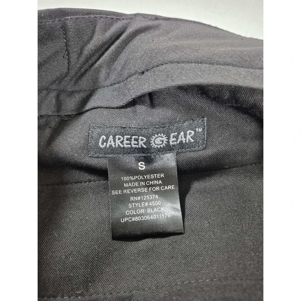 Career Gear Dress Pants Mens 28x32 Black Microfiber Flat Front Office Uniform